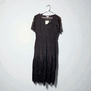 Whimsigoth Black Lace Maxi Dress